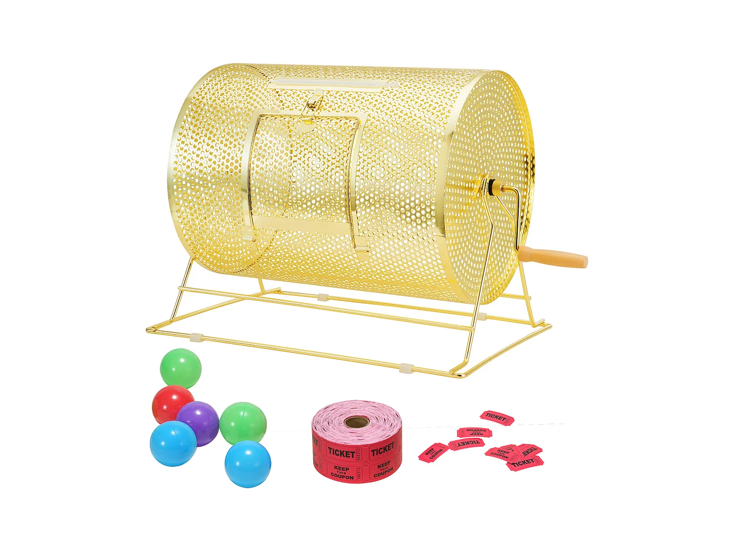 Tambour de Tombola en Laiton Plaqué SucceBuy, Peut Contenir 5 000 Billets/200 Boules de Bingo