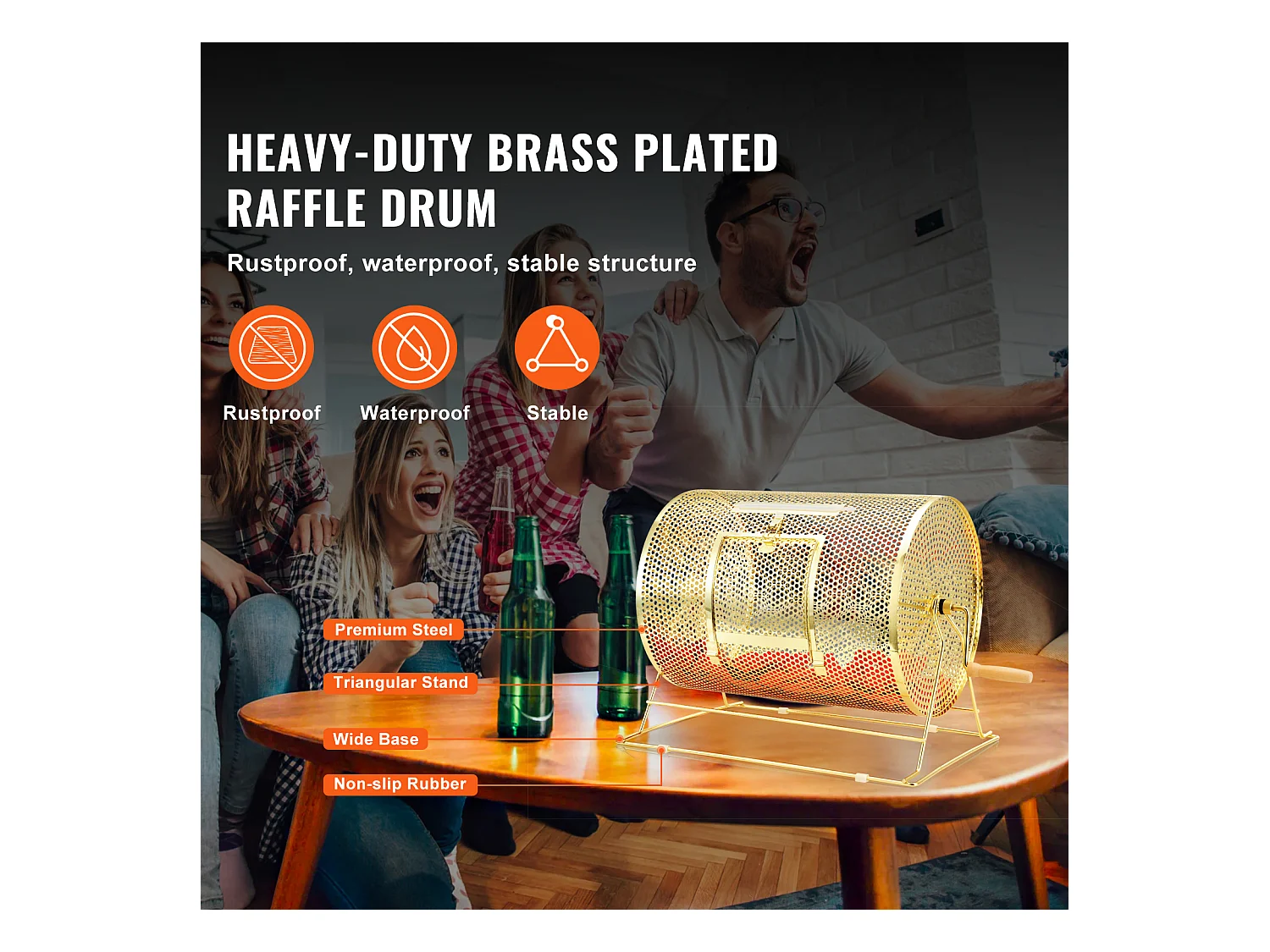 Tambour de Tombola en Laiton Plaqué SucceBuy, Peut Contenir 5 000 Billets/200 Boules de Bingo