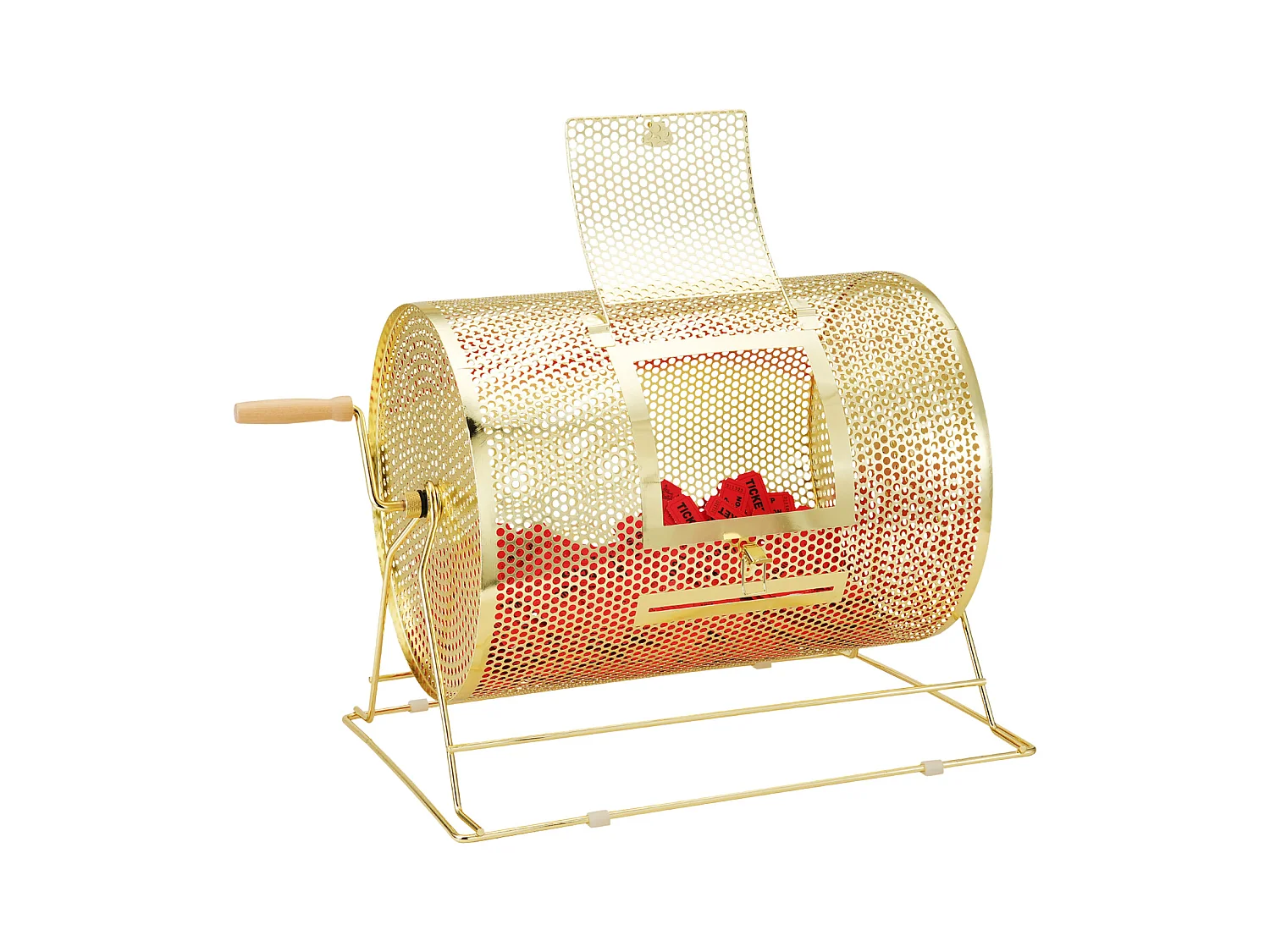 Tambour de Tombola en Laiton Plaqué SucceBuy, Peut Contenir 5 000 Billets/200 Boules de Bingo