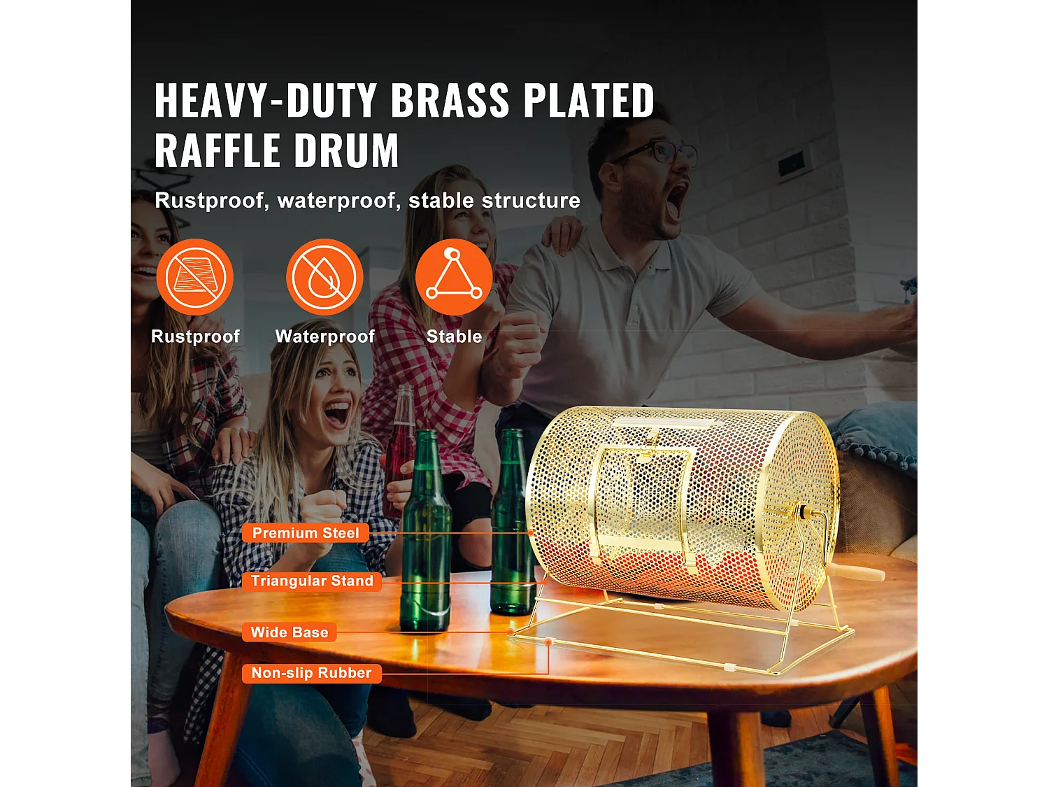 Tambour de Tombola en Laiton Plaqué SucceBuy, Peut Contenir 5 000 Billets/200 Boules de Bingo