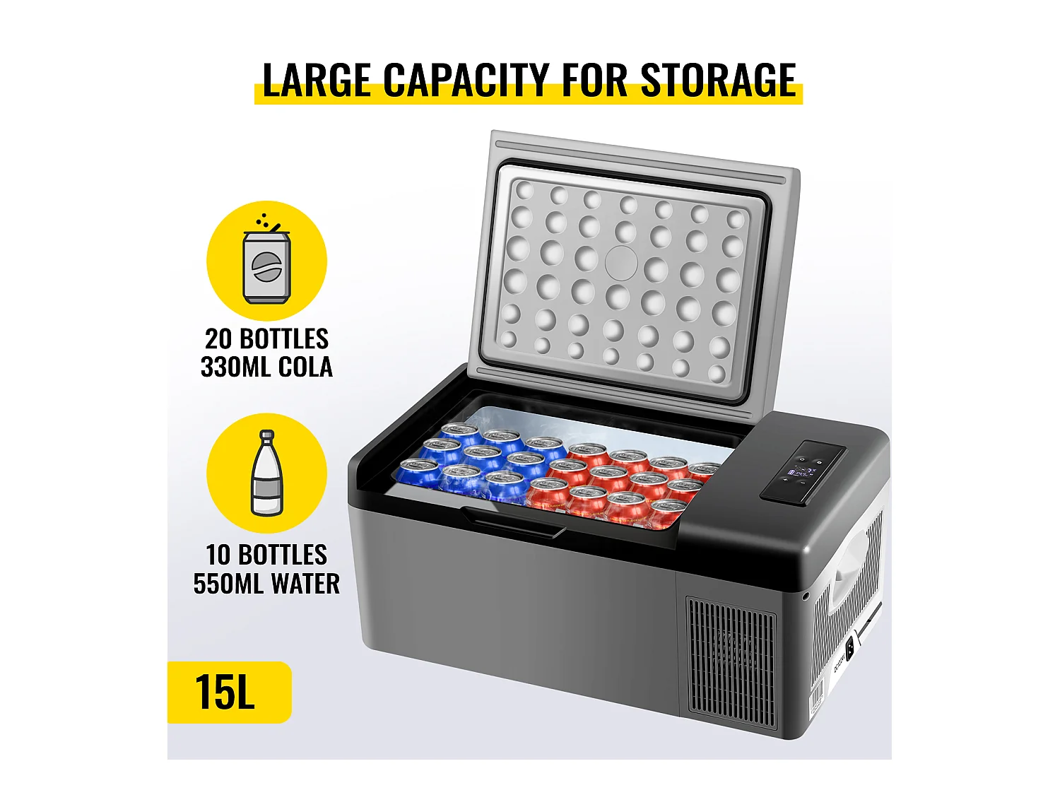 Réfrigérateur de Voiture Portable SucceBuy 15L 12V/24V Réfrigérateur Congélateur de Camping