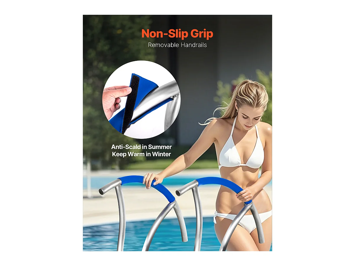 Rampe de Piscine SucceBuy, Rampe en Acier Inoxydable avec Plaque de Base, pour Piscines