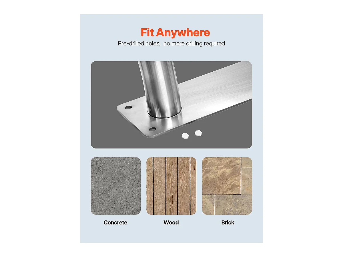 Rampe de Piscine SucceBuy, Rampe en Acier Inoxydable avec Plaque de Base, pour Piscines