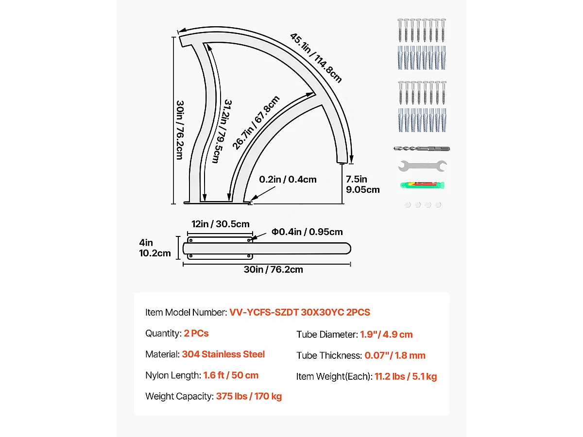 Rampe de Piscine SucceBuy, Rampe en Acier Inoxydable avec Plaque de Base, pour Piscines