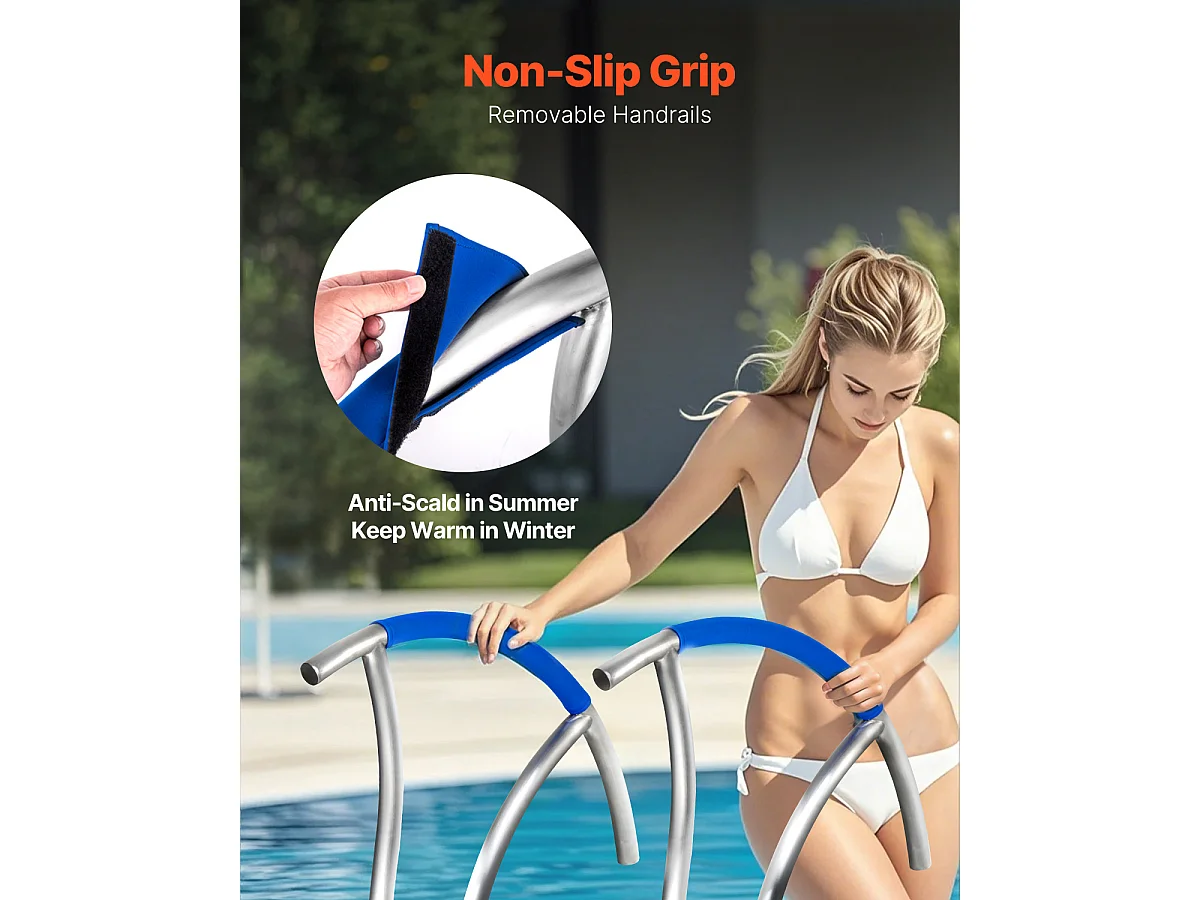 Rampe de Piscine SucceBuy, Rampe en Acier Inoxydable avec Plaque de Base, pour Piscines