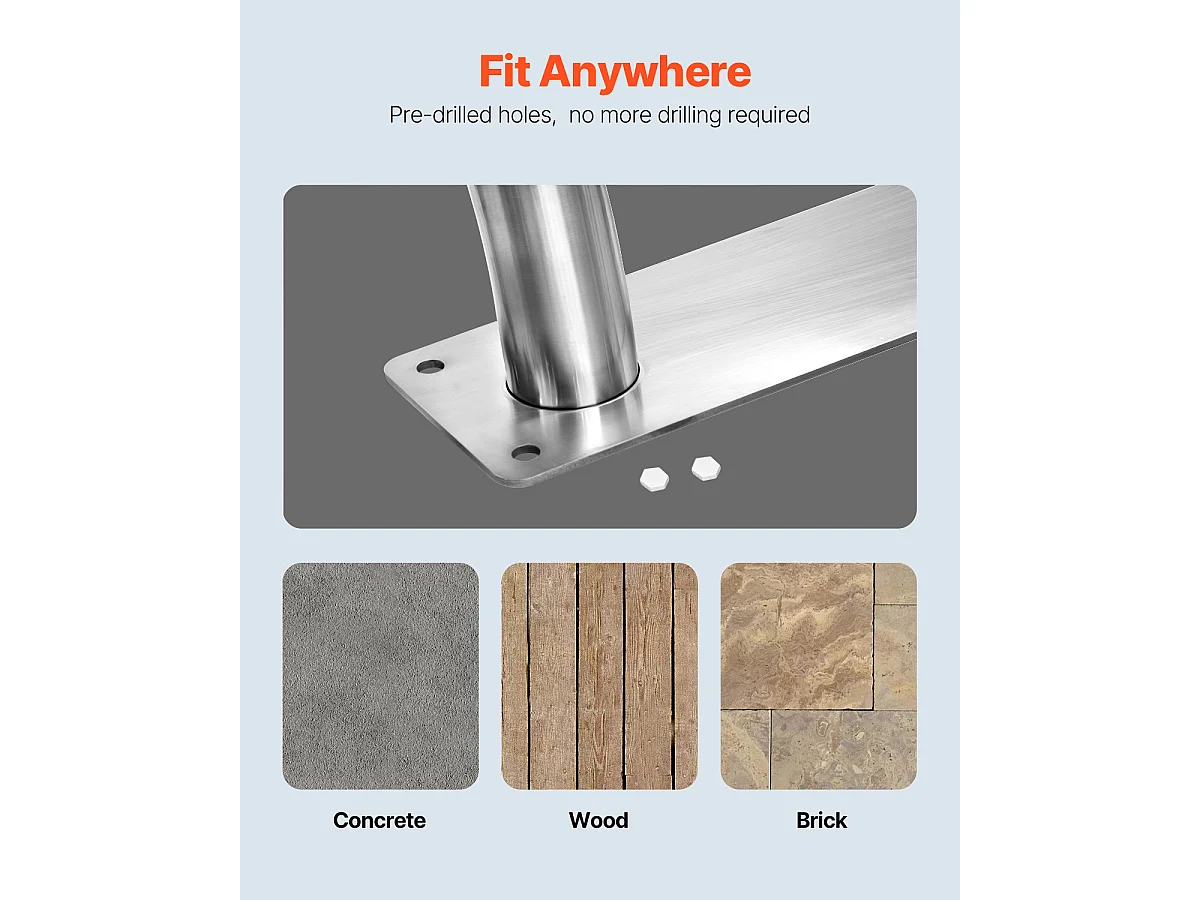 Rampe de Piscine SucceBuy, Rampe en Acier Inoxydable avec Plaque de Base, pour Piscines