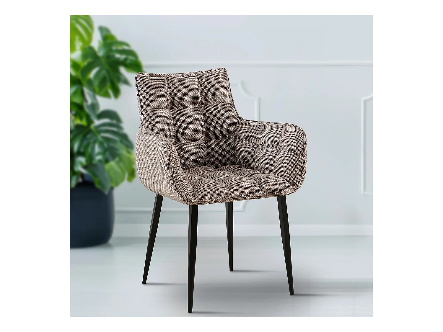 chaises avec accoudoirs - Tissu & Noir - Marron terre - Tirana