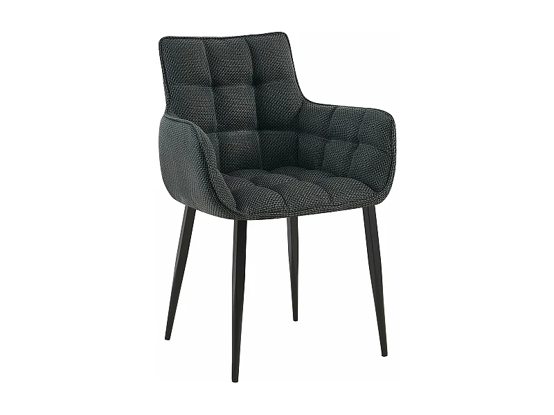 chaises avec accoudoirs - Tissu & Noir - Gris titane - Tirana