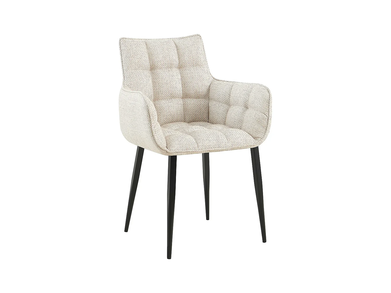 chaises avec accoudoirs - Tissu & Noir - Ivoire - Tirana