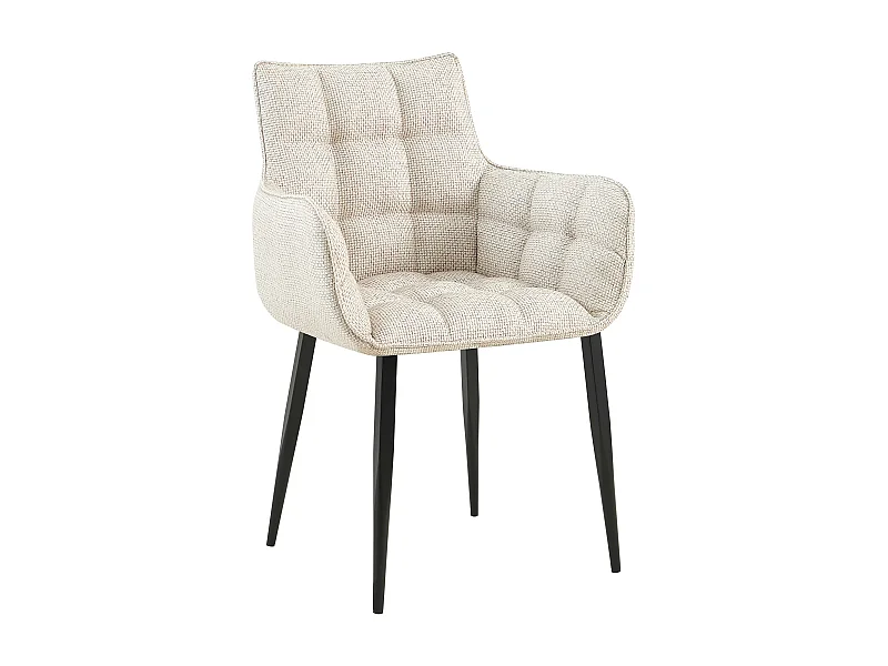 chaises avec accoudoirs - Tissu & Noir - Ivoire - Tirana