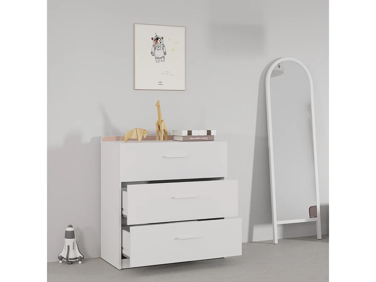 Commode 3 tiroirs blanc L77 cm ARLO