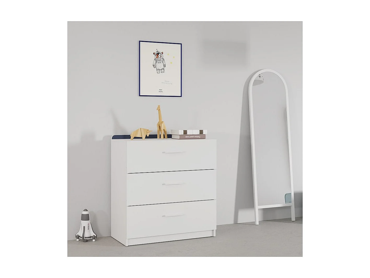 Commode 3 tiroirs blanc L77 cm ARLO