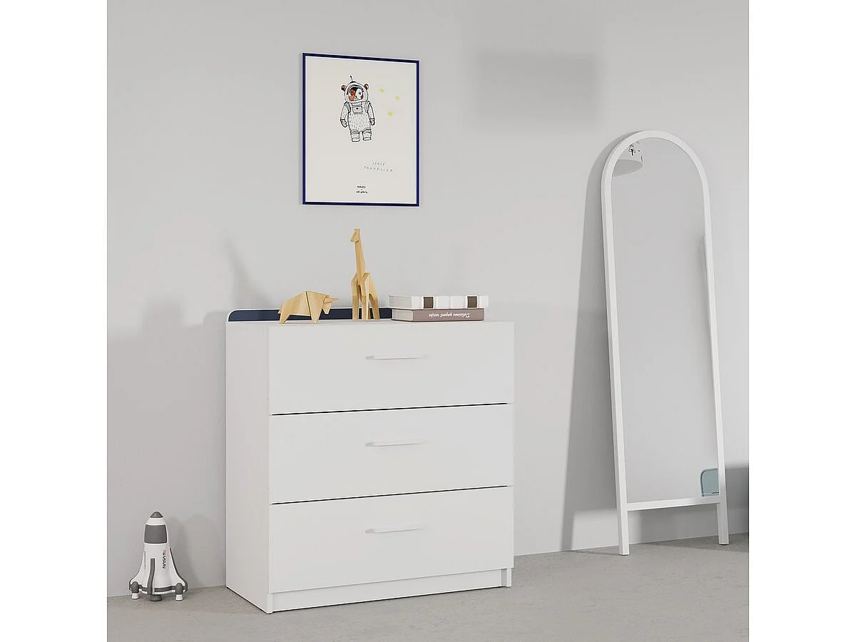 Commode 3 tiroirs blanc L77 cm ARLO
