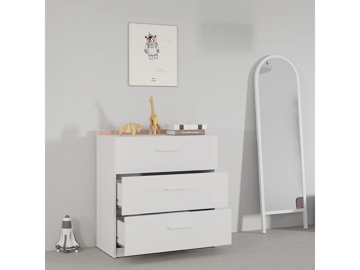 Commode 3 tiroirs blanc L77 cm ARLO