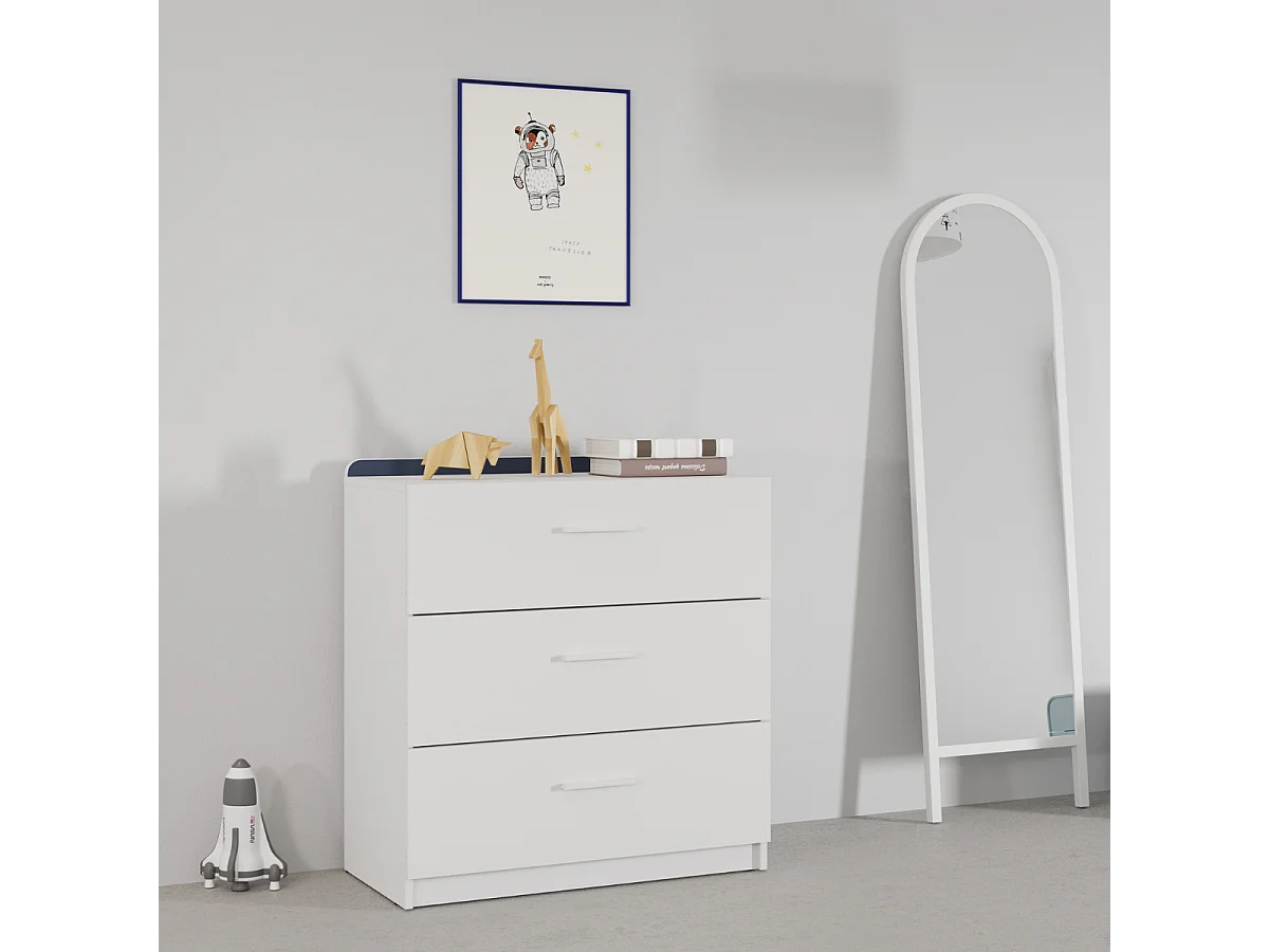 Commode 3 tiroirs blanc L77 cm ARLO