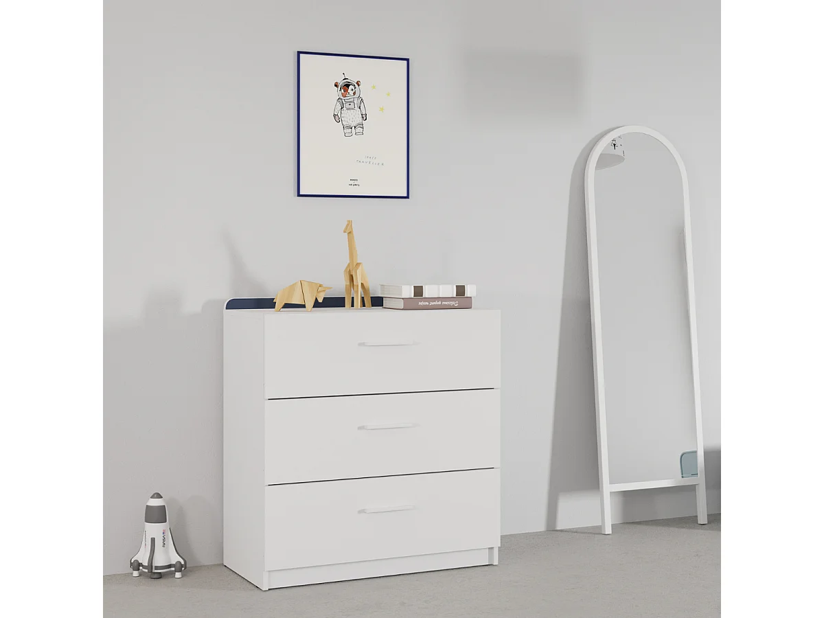 Commode 3 tiroirs blanc L77 cm ARLO