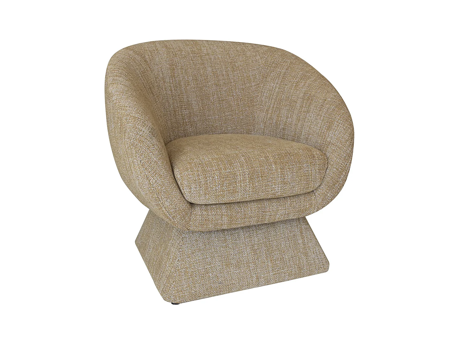 Now's Home - Fauteuil Pivotant En Tissus Tweed Ocre Jaune 77x74x80cm Sixties