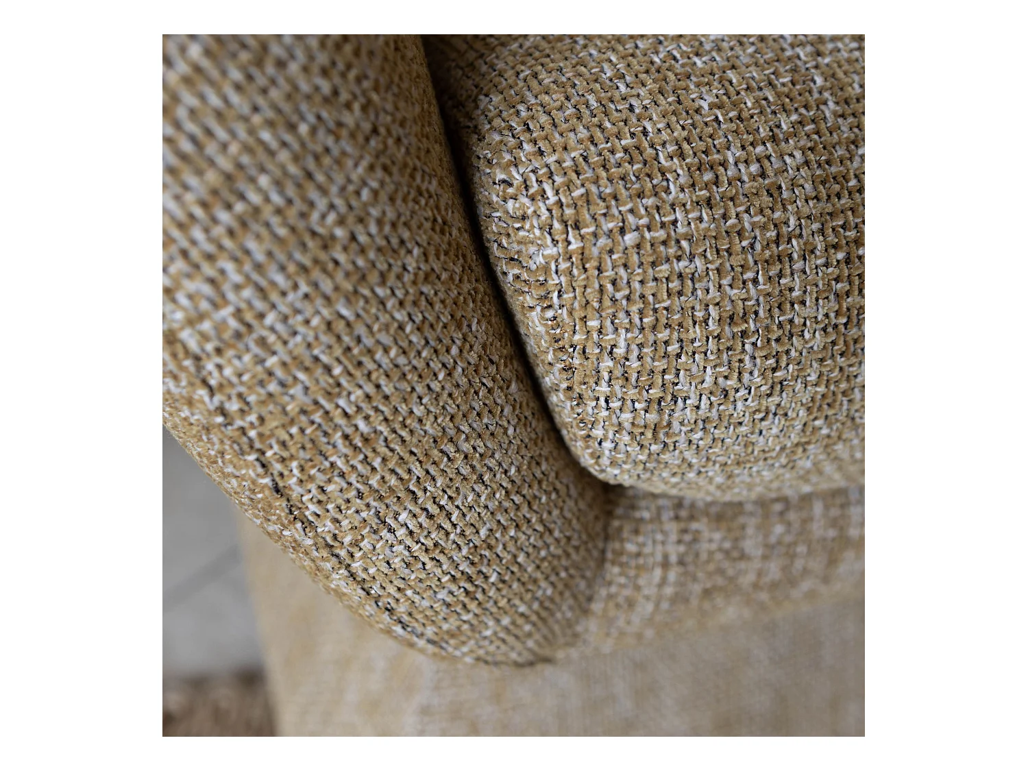 Now's Home - Fauteuil Pivotant En Tissus Tweed Ocre Jaune 77x74x80cm Sixties