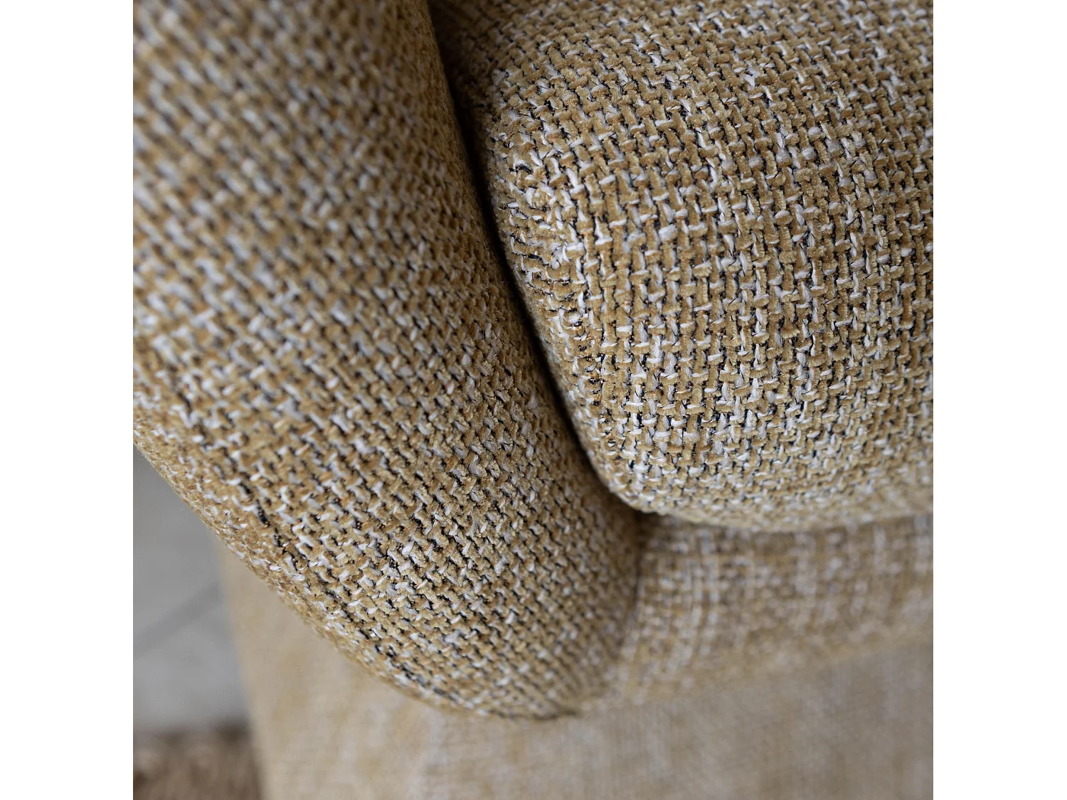 Now's Home - Fauteuil Pivotant En Tissus Tweed Ocre Jaune 77x74x80cm Sixties