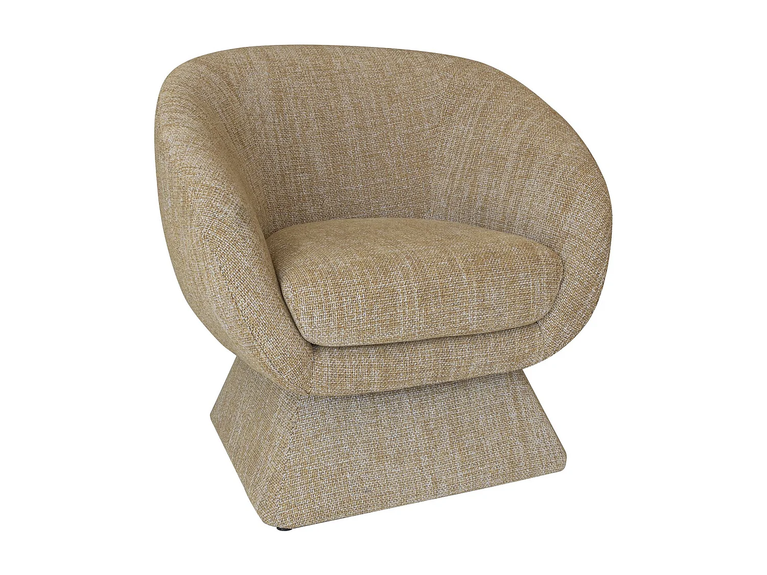 Now's Home - Fauteuil Pivotant En Tissus Tweed Ocre Jaune 77x74x80cm Sixties
