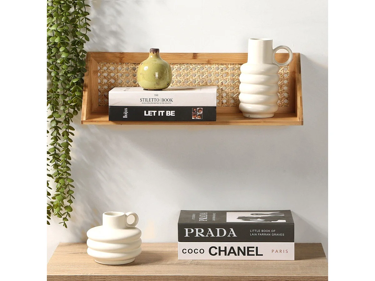 Etagère murale en bambou et rotin naturel - L50 cm