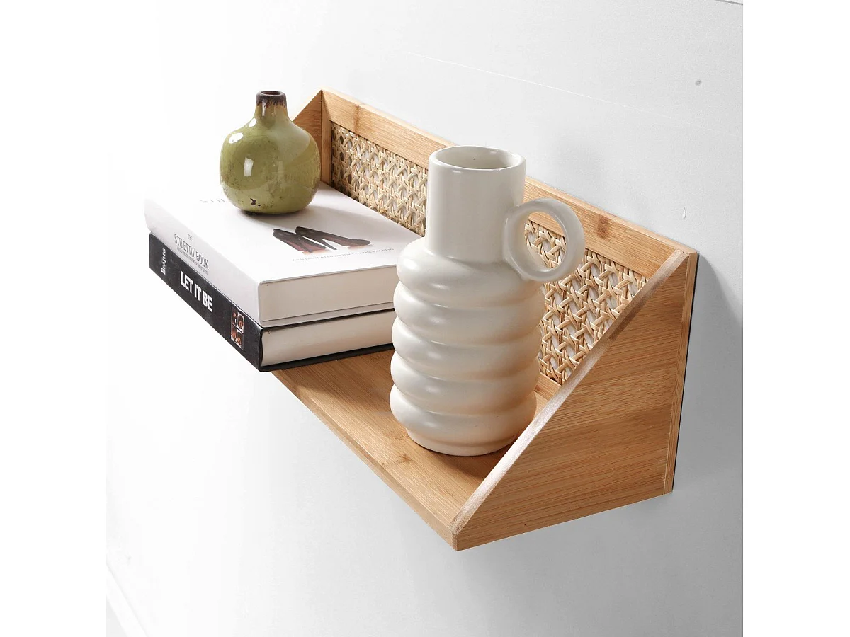Etagère murale en bambou et rotin naturel - L50 cm