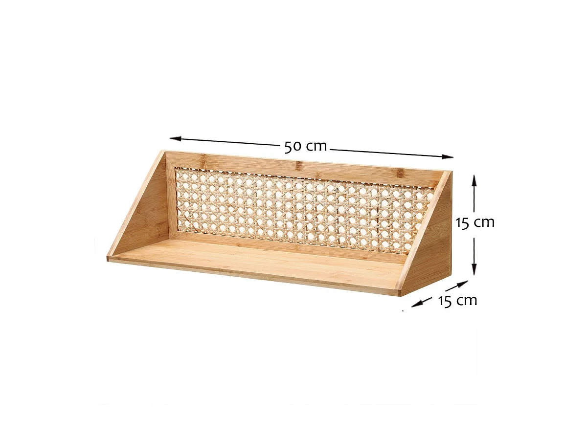 Etagère murale en bambou et rotin naturel - L50 cm