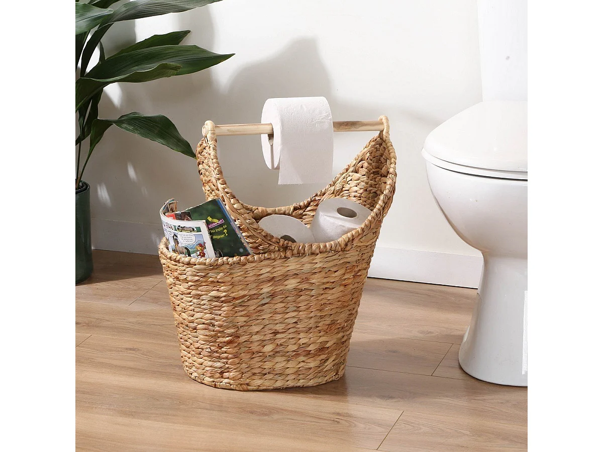 Panier de rangement pour papier toilette en jacinthe d'eau - H42 cm