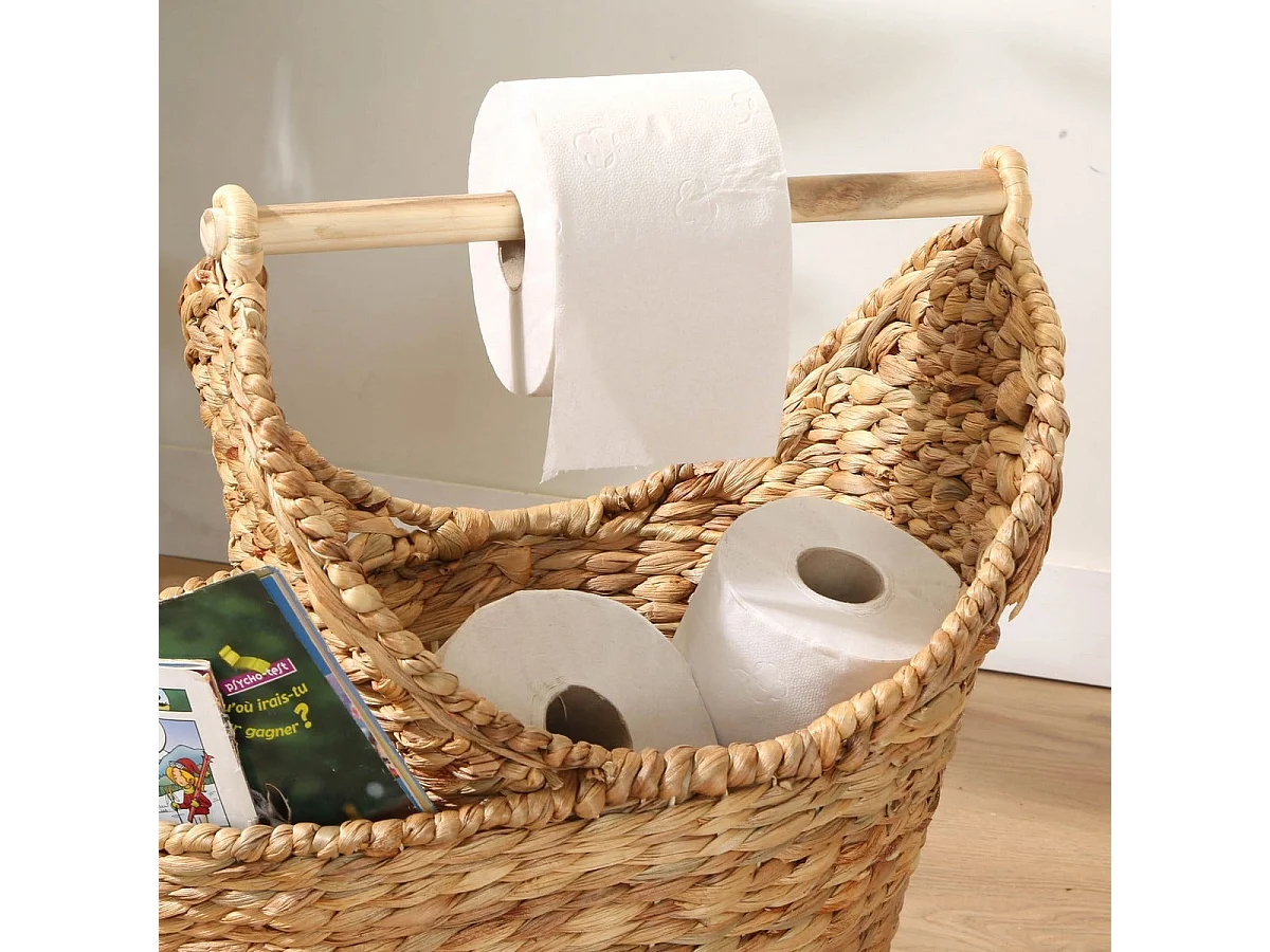 Panier de rangement pour papier toilette en jacinthe d'eau - H42 cm