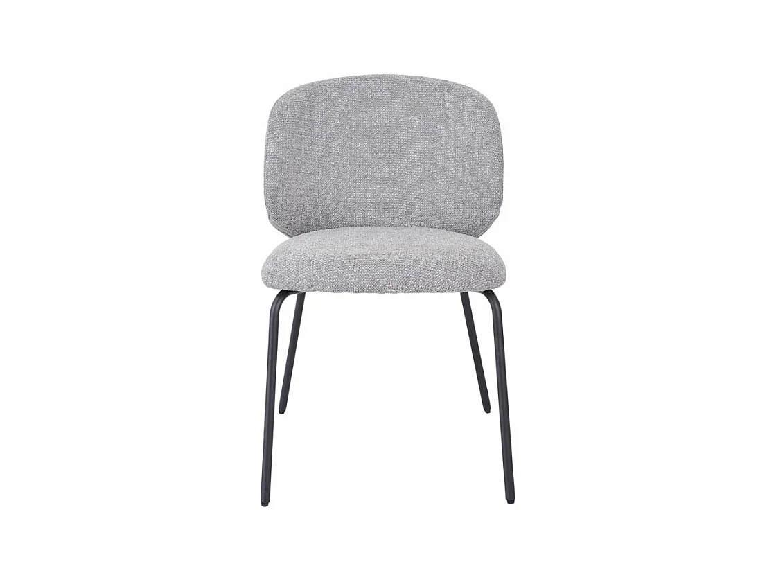 Lot 2 chaises en tissu chenille gris clair et pieds métal – LISETTE