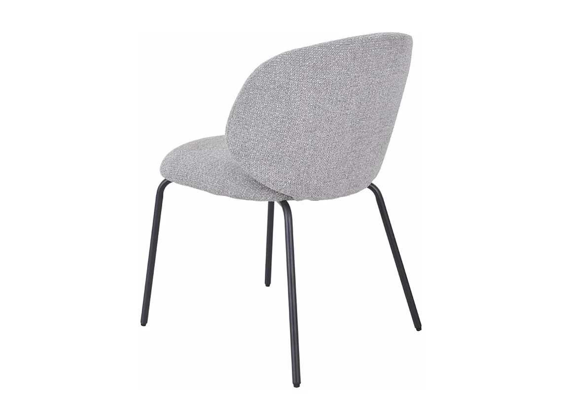 Lot 2 chaises en tissu chenille gris clair et pieds métal – LISETTE