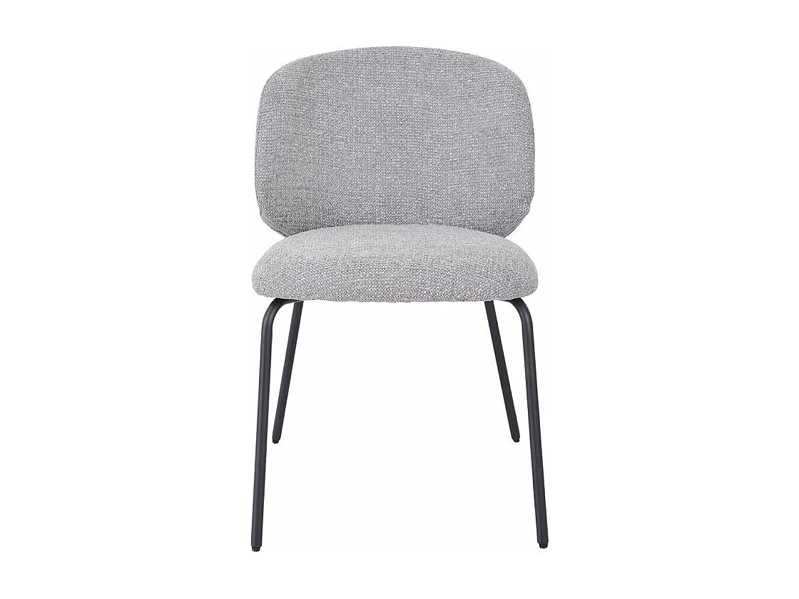 Lot 2 chaises en tissu chenille gris clair et pieds métal – LISETTE