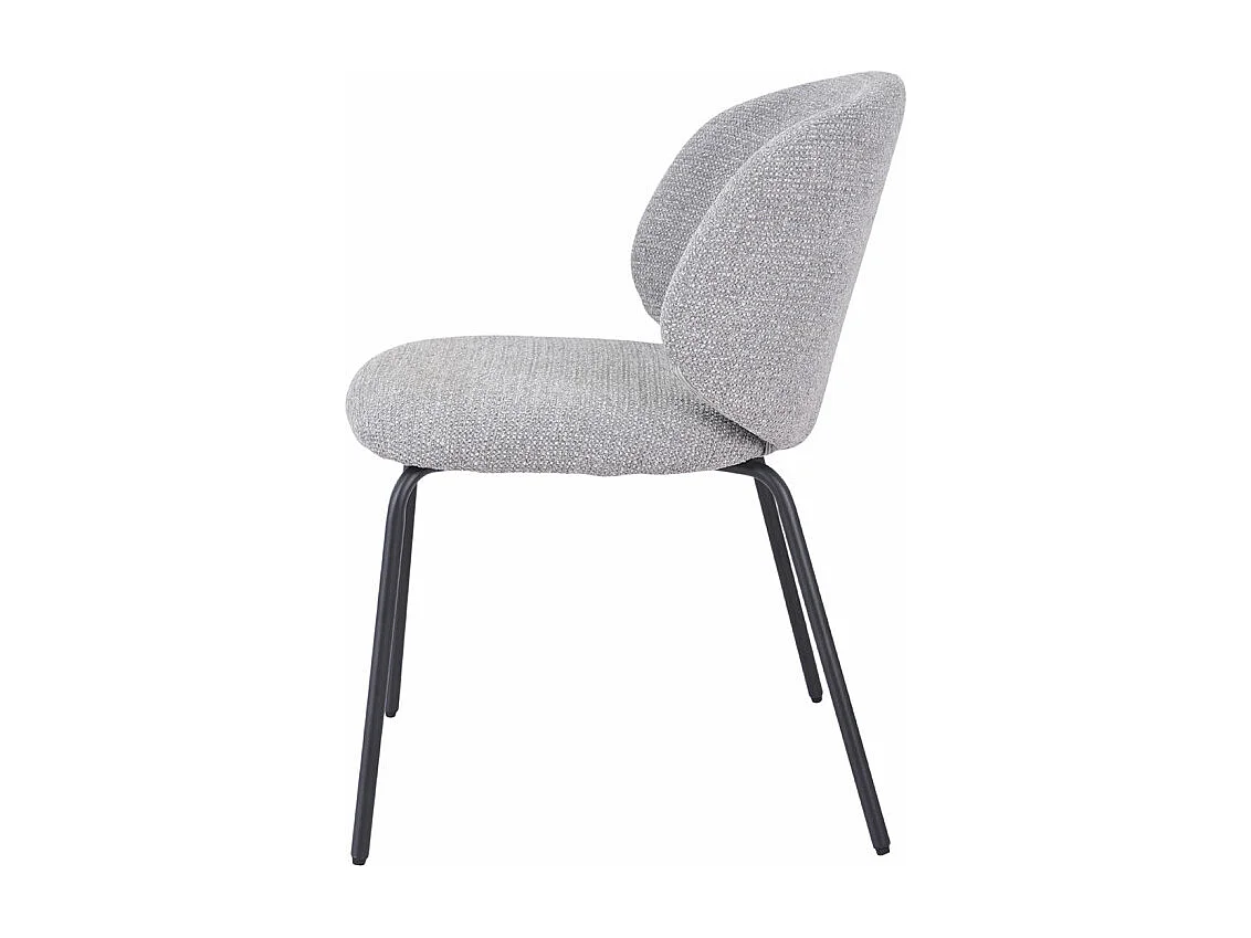 Lot 2 chaises en tissu chenille gris clair et pieds métal – LISETTE