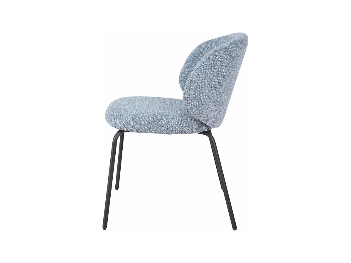 Lot 2 chaises en tissu chenille bleu clair et pieds métal – LISETTE