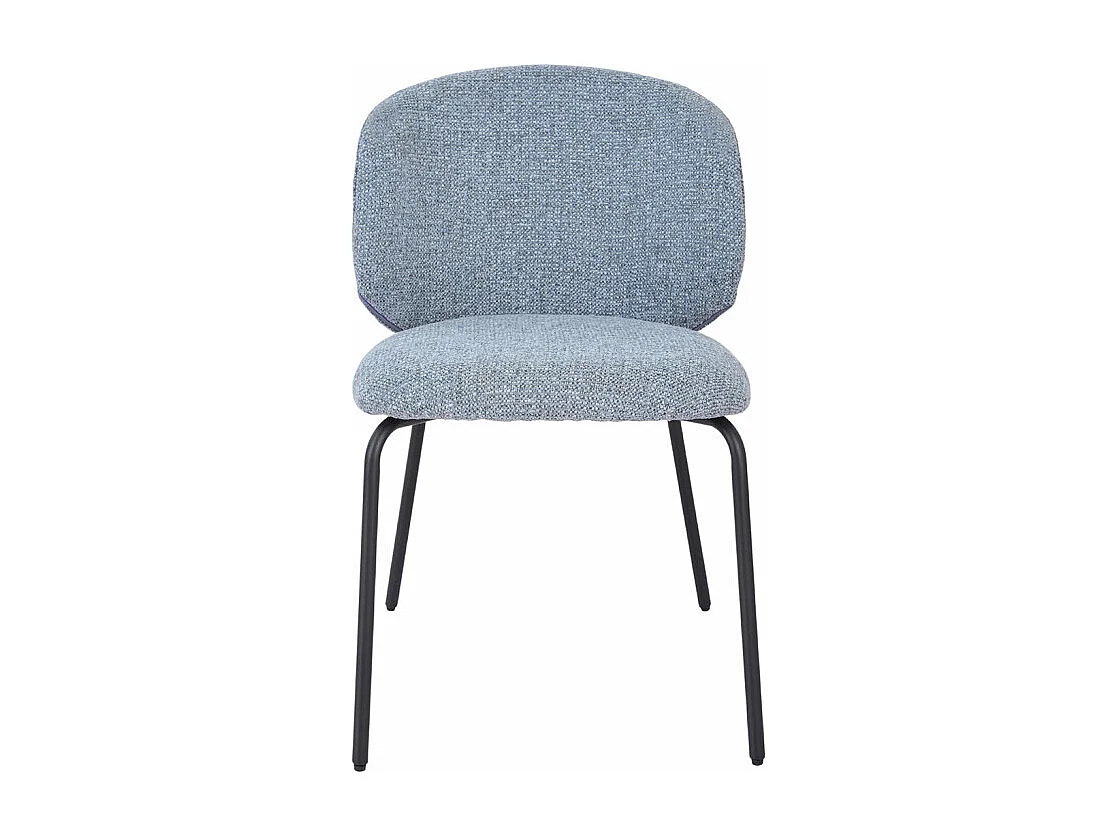 Lot 2 chaises en tissu chenille bleu clair et pieds métal – LISETTE