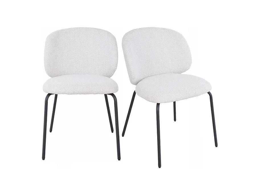 Lot 2 chaises en tissu chenille écru et pieds métal – LISETTE