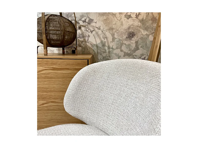 Lot 2 chaises en tissu chenille écru et pieds métal – LISETTE