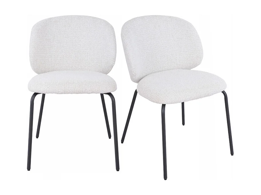 Lot 2 chaises en tissu chenille écru et pieds métal – LISETTE