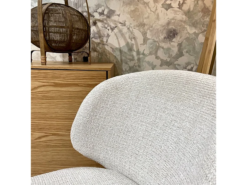 Lot 2 chaises en tissu chenille écru et pieds métal – LISETTE