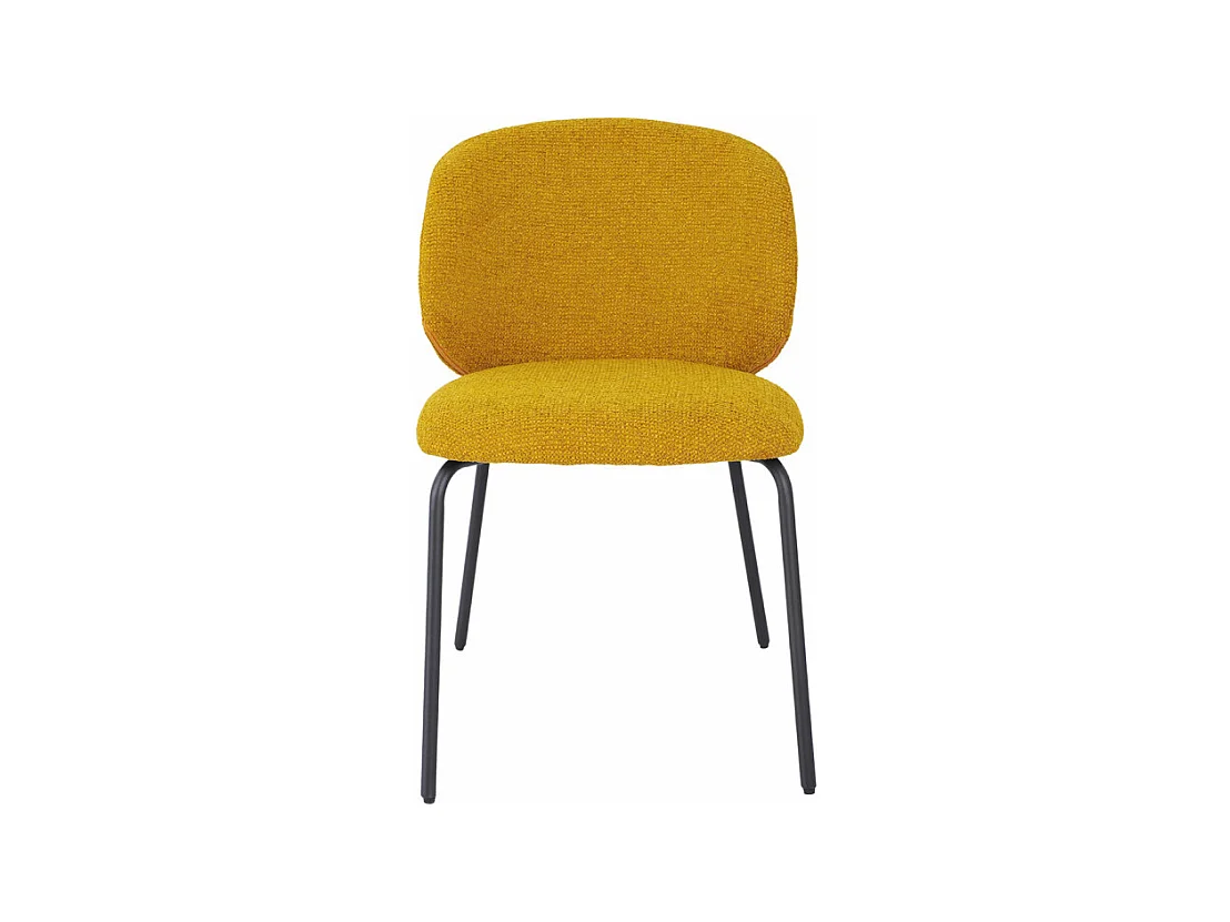 Lot 2 chaises en tissu chenille jaune moutarde pieds métal – LISETTE