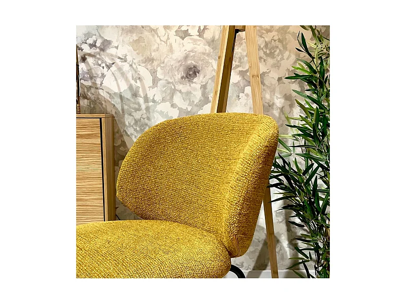 Lot 2 chaises en tissu chenille jaune moutarde pieds métal – LISETTE