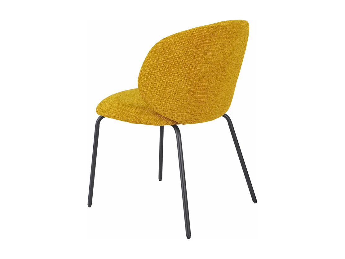 Lot 2 chaises en tissu chenille jaune moutarde pieds métal – LISETTE