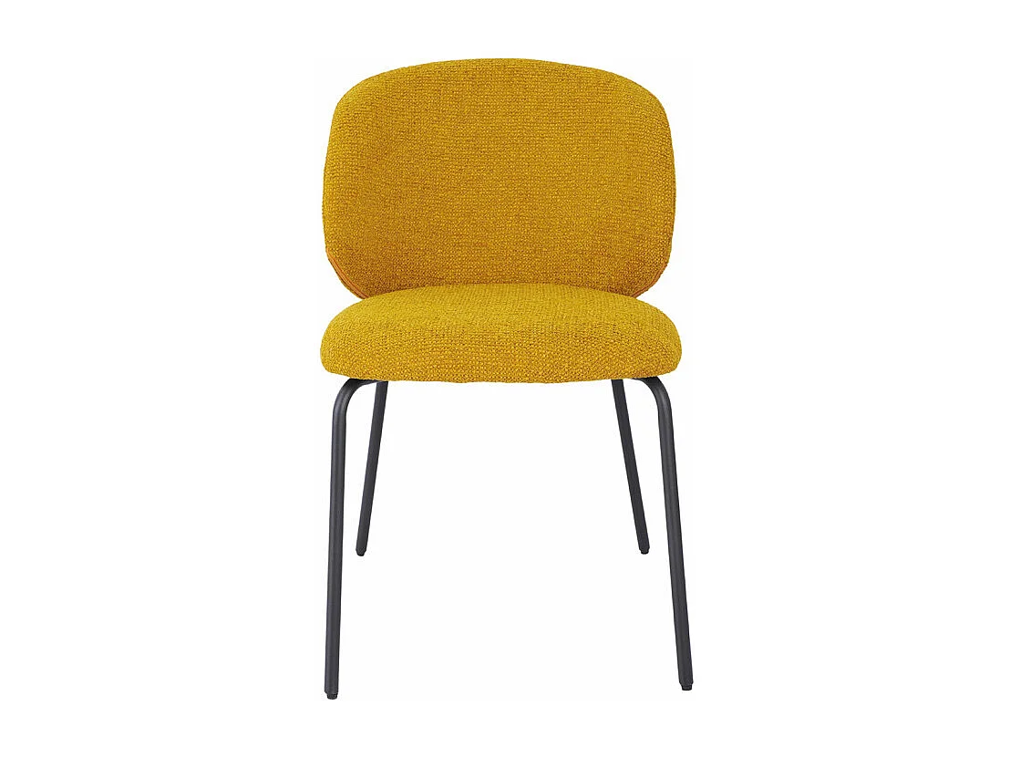 Lot 2 chaises en tissu chenille jaune moutarde pieds métal – LISETTE