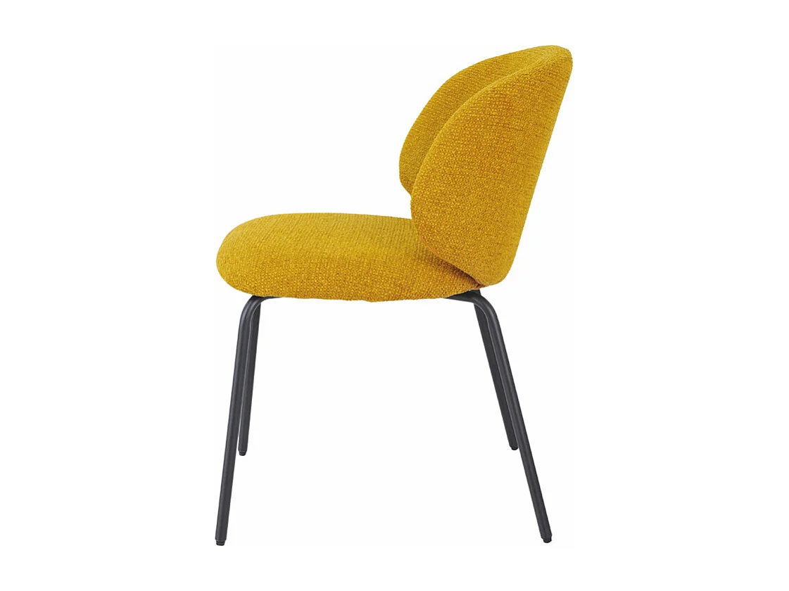 Lot 2 chaises en tissu chenille jaune moutarde pieds métal – LISETTE