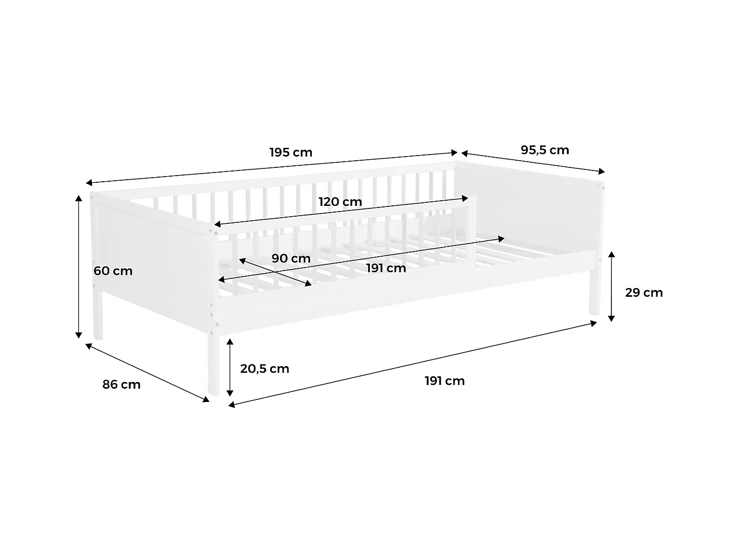 Lit enfant 90 x 190 cm pin naturel sommier à lattes inclus Vert - Elio