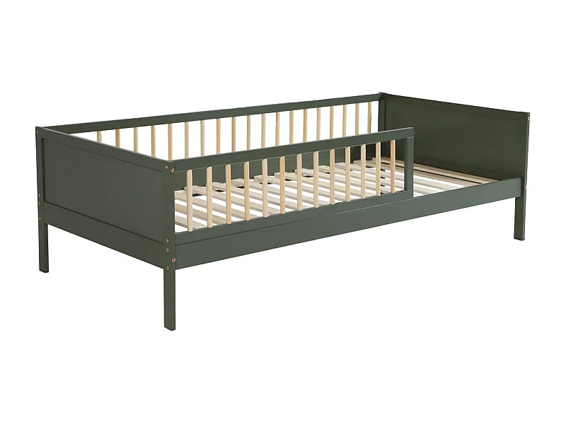 Letto bambino 90cm pino naturale rete a doghe inclusa, verde