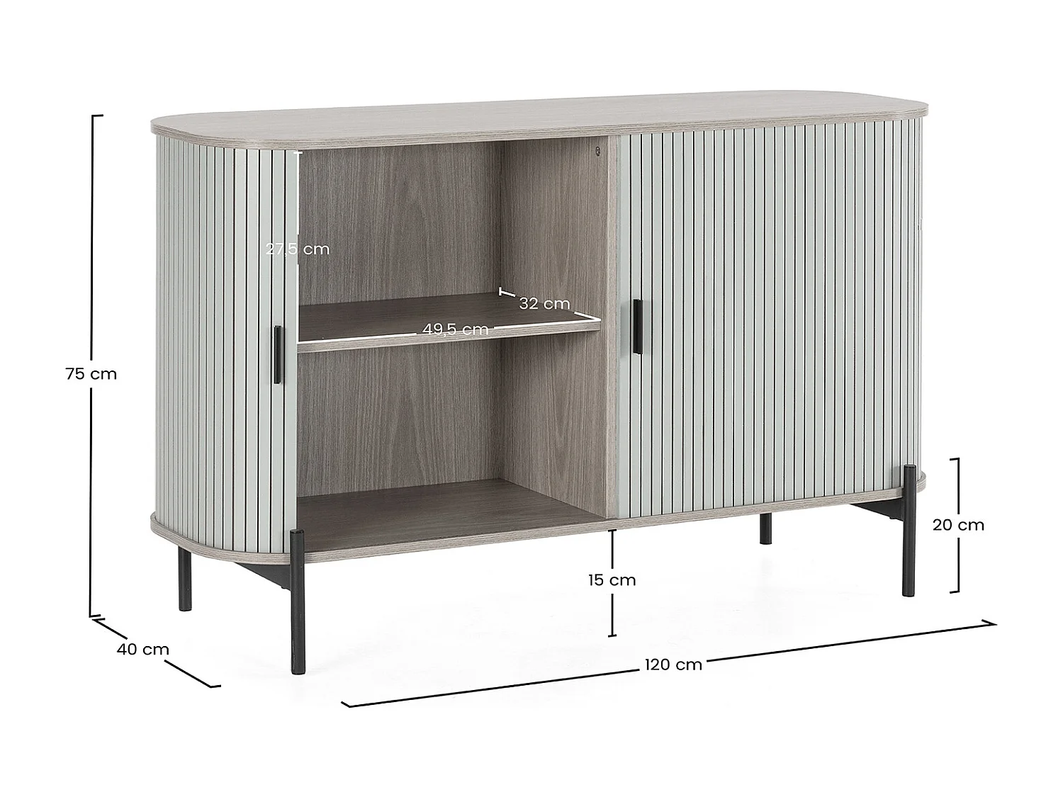 Sideboard Mónaco 2 türen blaue Farbe