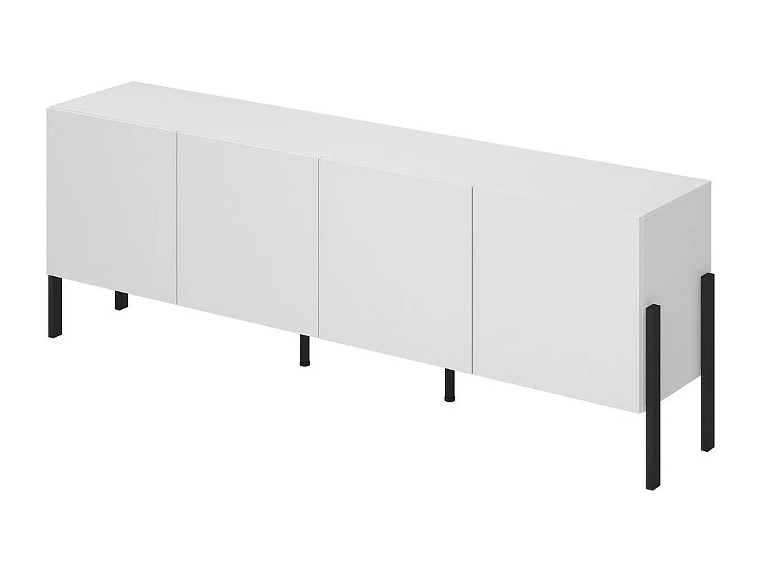 Buffet SALMA – 4 portas Push-to-Open – Branco super mate & preto mate, 204×70×40 cm