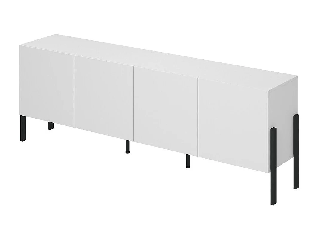 Buffet SALMA – 4 portes Push-to-Open – Blanc super mat & noir mat, 204×70×40 cm