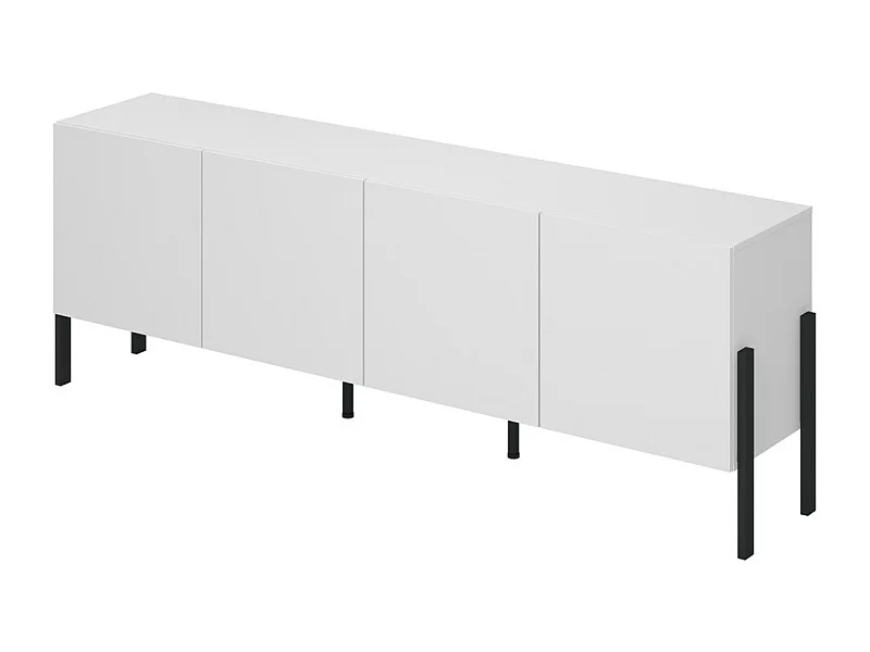 Buffet SALMA – 4 portas Push-to-Open – Branco super mate & preto mate, 204×70×40 cm